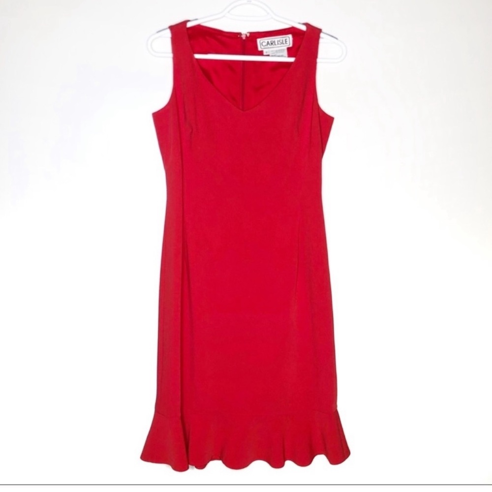 Carlisle vintage red sleeveless flounce hem dress